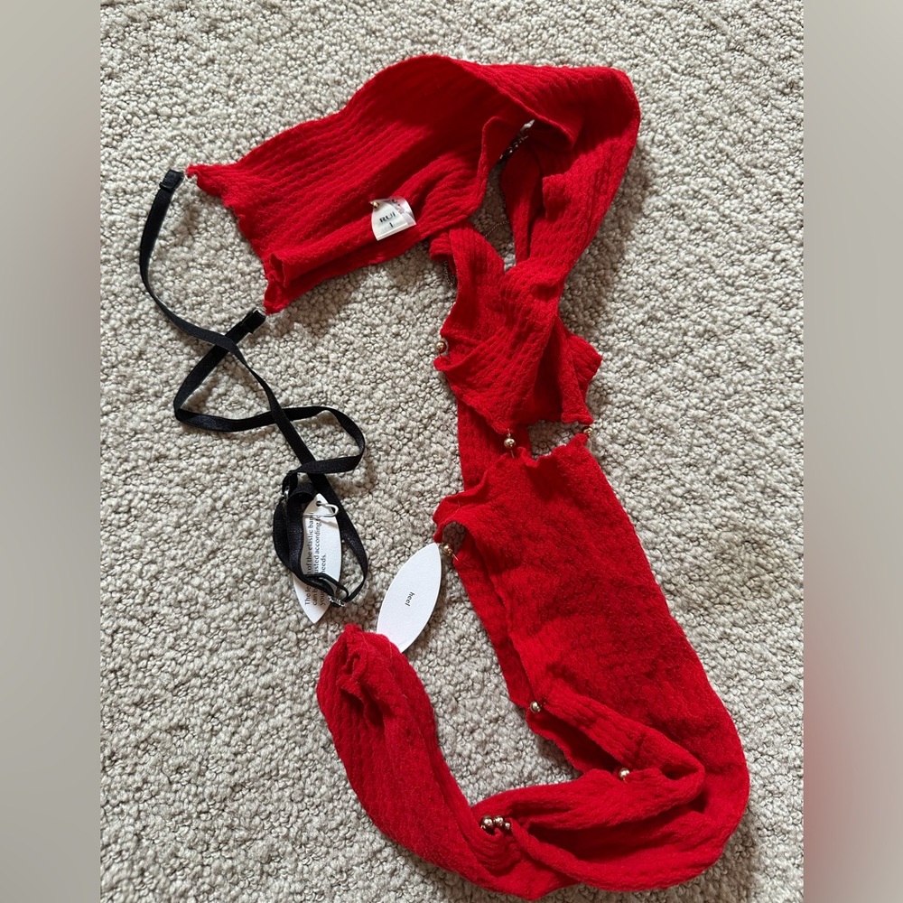 RUI Bright Red Textured Knit one leg tight